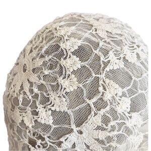 Edwardian Handmade Lace Bridal or Boudoir Cap in Ivory Tulle & Crochet Very Old